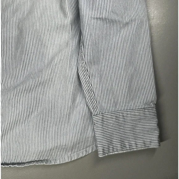 Gap 1969 Denim Pearl Snap Shirt Womens XL Light Blue Stripe Western Country - Picture 5 of 14